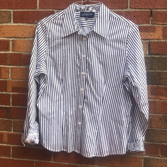 Jones New York black and white button down - Picture 1 of 7
